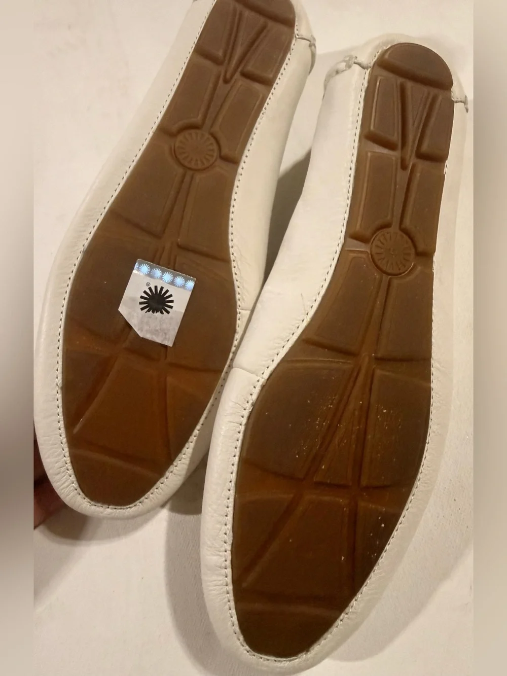 UGG White Leather Women's Driving Loafers